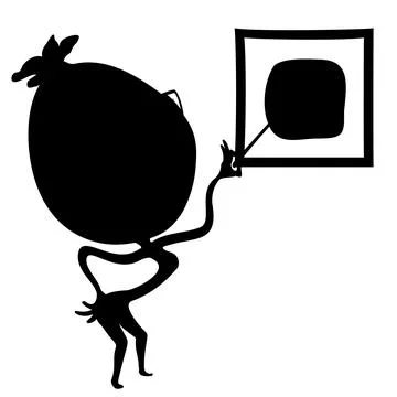 Vector shape of cartoon watermelon with glasses holding pointer in his hand. イラスト素材