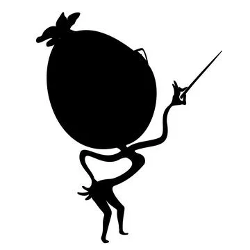 Vector shape of cartoon watermelon with glasses holding pointer in his hand. Illustrazione stock