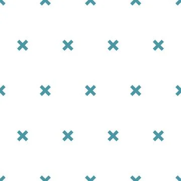 Vector shape geometric seamless pattern of turquoise x diagonal crosses on a  Stock Illustration