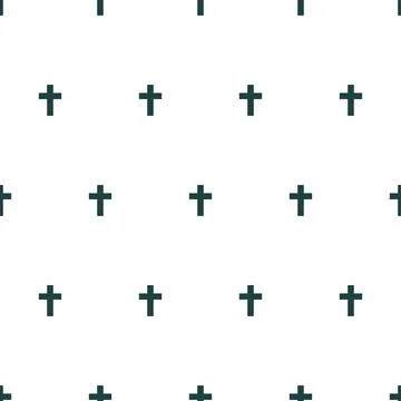 Vector shape geometric seamless pattern of religious christian cross on a whi Illustrazione stock