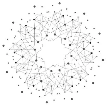 Vector Shape, Molecular Structure with Lines and Dots Stock Illustration