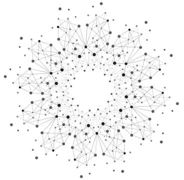 Vector Shape, Molecular Structure with Lines and Dots Stock Illustration