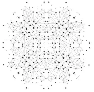 Vector Shape, Molecular Structure with Lines and Dots Stock Illustration