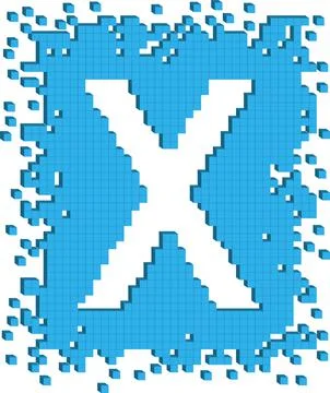Vector shaped X symbol of small scattered blue cubes Stock-Illustration