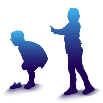 Vector shapes of boy and girl playing Stock Illustration