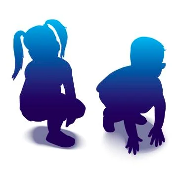 Vector shapes of children playing Stock Illustration