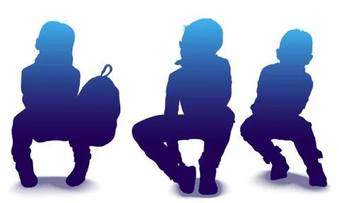 Vector shapes of children waiting Stock Illustration