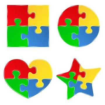 Vector shapes of jigsaw puzzle pieces Stock Illustration