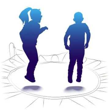 Vector shapes of jumping children Stock Illustration