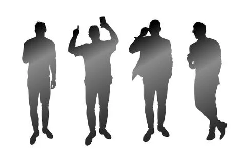 Vector shapes of men talking over the phone Stock Illustration