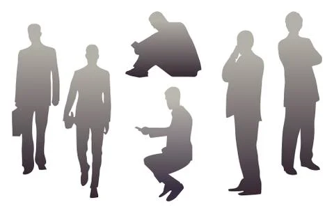 Vector shapes of office men in different states Stock Illustration