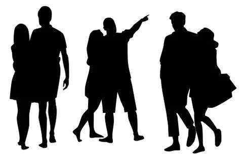 Vector shapes of young couples Stock Illustration