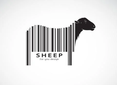 Vector of sheep on the body is a barcode. Wild Animals. Sheep design. Easy ed Stock-Illustration