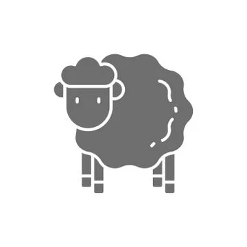 Vector sheep, lamb grey icon. Isolated on white background Stock Illustration