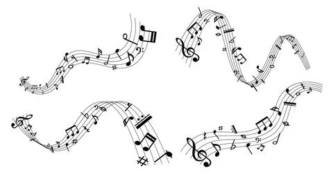 Vector sheet music, musical notes melody, musical key signs, treble clef notes Stock Illustration