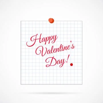 Vector Sheet of Paper and Happy Valentine Day on white Stock Illustration