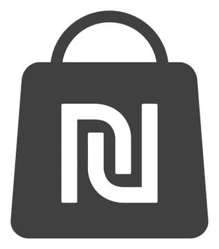 Vector Shekel Shopping Bag Flat Icon Symbol 스톡 일러스트