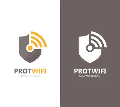 Vector of shield and wifi logo combination. Security and signal symbol or icon Stock Illustration