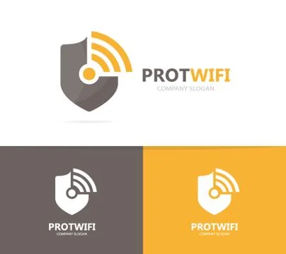 Vector of shield and wifi logo combination. Security and signal symbol or icon Stock Illustration