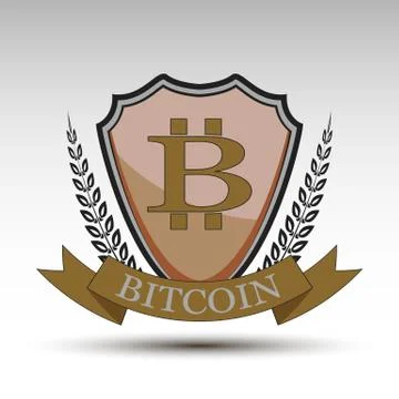 The vector shield with bitcoin symbol. Illustrazione stock