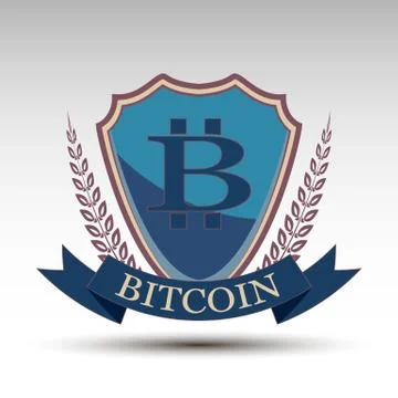 The vector shield with bitcoin symbol. Illustrazione stock