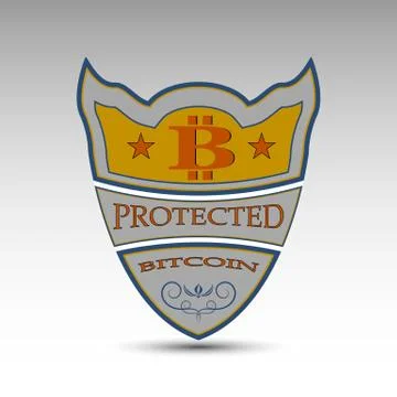 The vector shield with bitcoin symbol Illustrazione stock