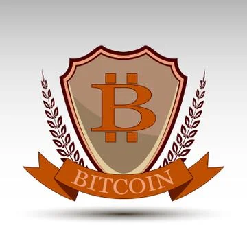 The vector shield with bitcoin symbol. Stock Illustration