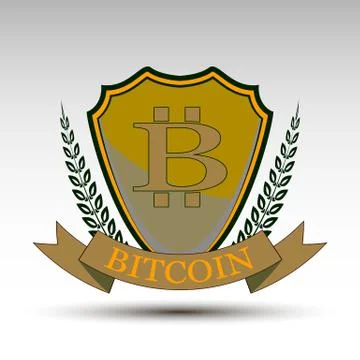 The vector shield with bitcoin symbol. Illustrazione stock