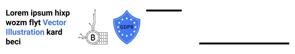Vector Shield with GDPR Text and Blockchain Grid Element for Data Protection Illustrazione stock