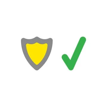 Vector shield guard with check mark icon on white with flat design style Stock Illustration