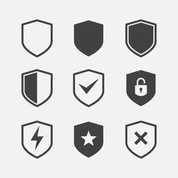 Vector Shield Icon Set Stock Illustration