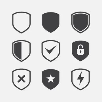 Vector Shield Icon Set Stock Illustration