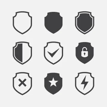 Vector Shield Icon Set Stock Illustration