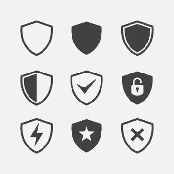 Vector Shield Icon Set Stock Illustration
