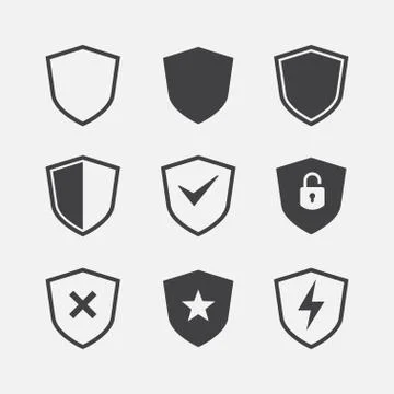 Vector Shield Icon Set Stock Illustration