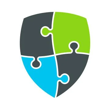 Vector shield. Puzzle protection shield icon, logo Stock Illustration