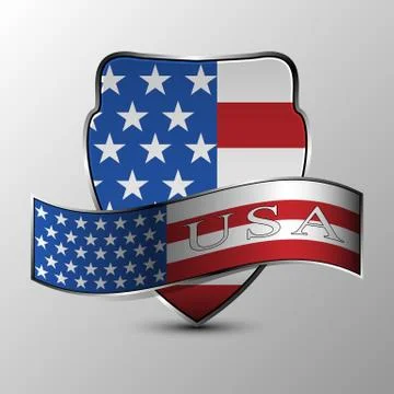 The vector shield with ribbon. Stock Illustration