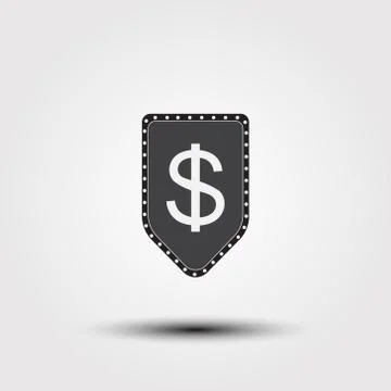 Vector shield with a shield and a dollar sign. Stock Illustration