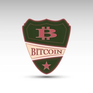 The vector shield with symbol bitcoin Stock Illustration