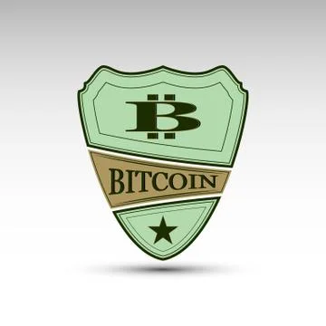 The vector shield with symbol bitcoin Illustrazione stock