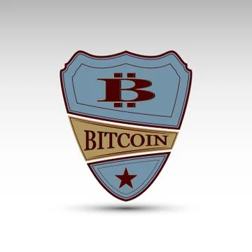 The vector shield with symbol bitcoin Stock Illustration