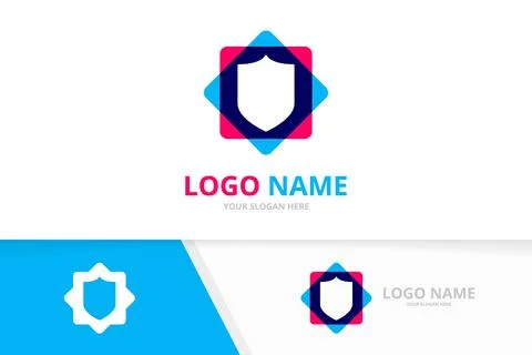 Vector shield tech logo. Cyber security logotype design template. Stock Illustration