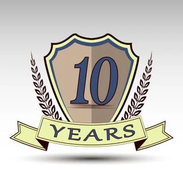 The vector shield.Ten years. Stock Illustration