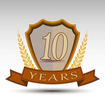 The vector shield.Ten years. Stock Illustration