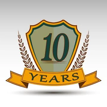 The vector shield.Ten years. Stock Illustration