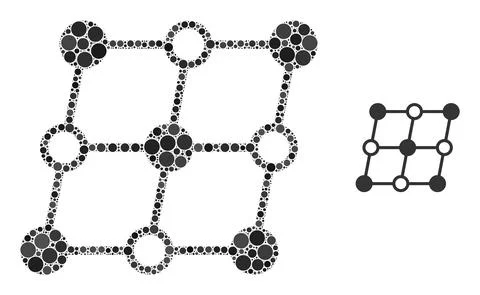 Vector Shifted Crystal Grid Collage of Small Circles Stock Illustration