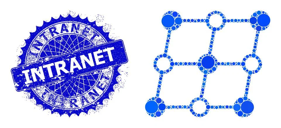 Vector Shifted Crystal Grid Composition of Small Circles and Rubber Intranet Stock Illustration