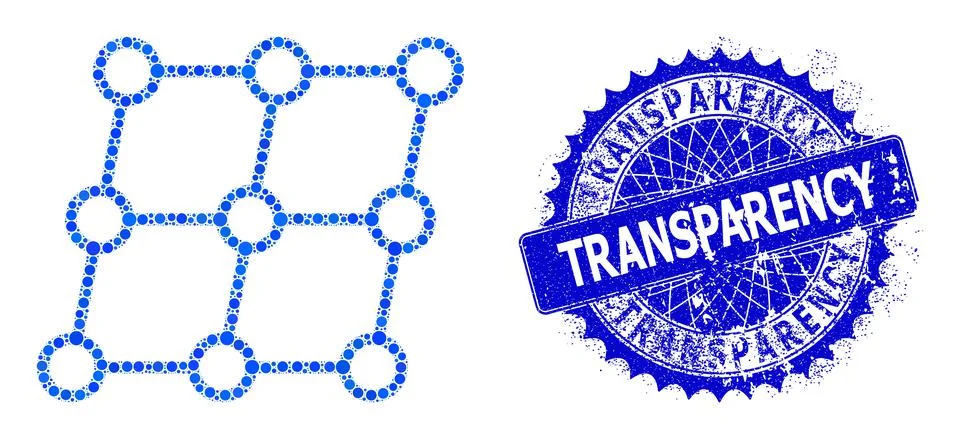Vector Shifted Grid Nodes Composition of Small Circles with Rubber Transparency Stock Illustration
