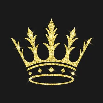 Vector Shining Gold Glitter Crown Icon. Royal Tiara. Luxury Sparkle Crown Emblem Stock Illustration