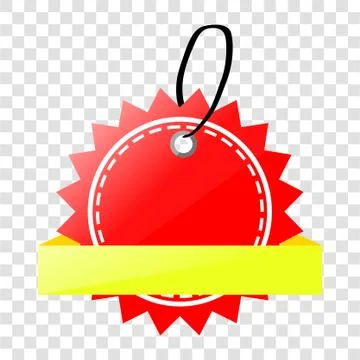 Vector Shinning Sun Shape Red and Yellow Blank Tag, at Transparent effect bac Stock Illustration